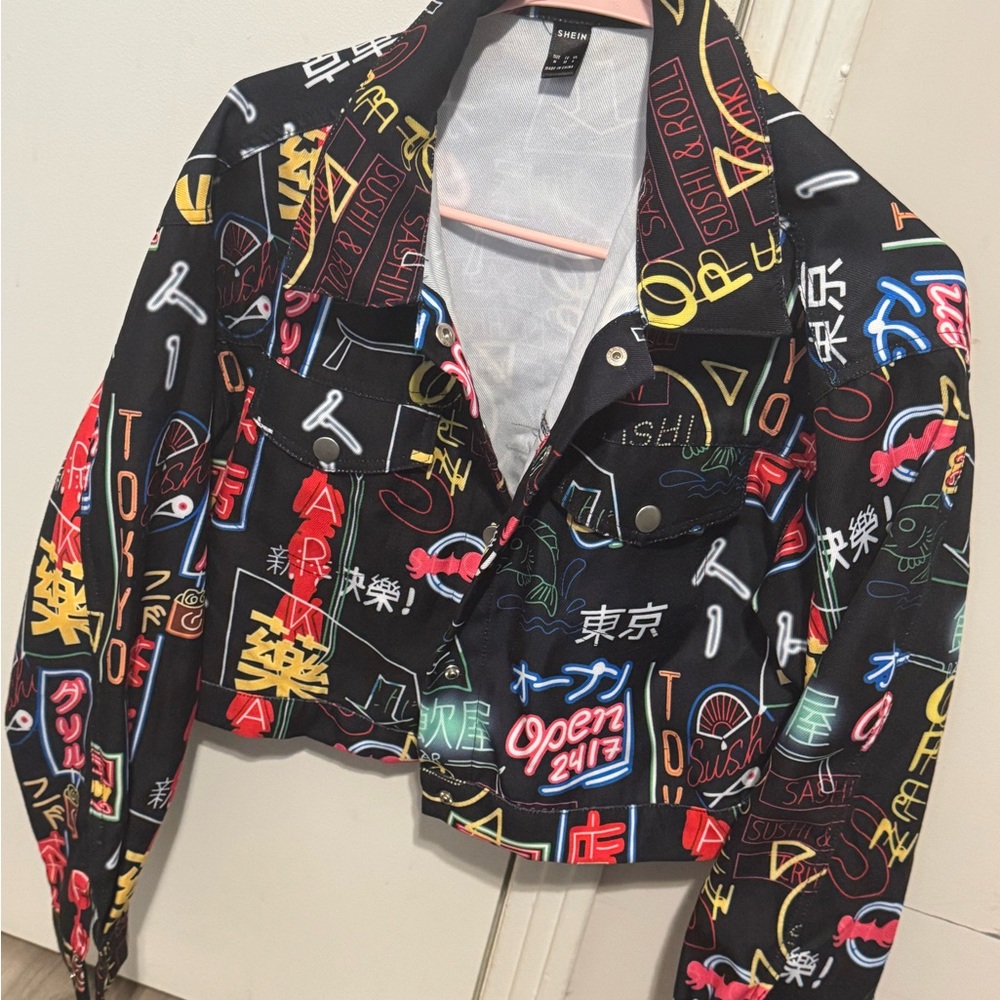 SHEIN Multicolor Graphic Jean Jacket